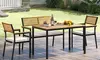 Costway Four-Piece Patio Furniture Set with Acacia Wood & Metal Frame