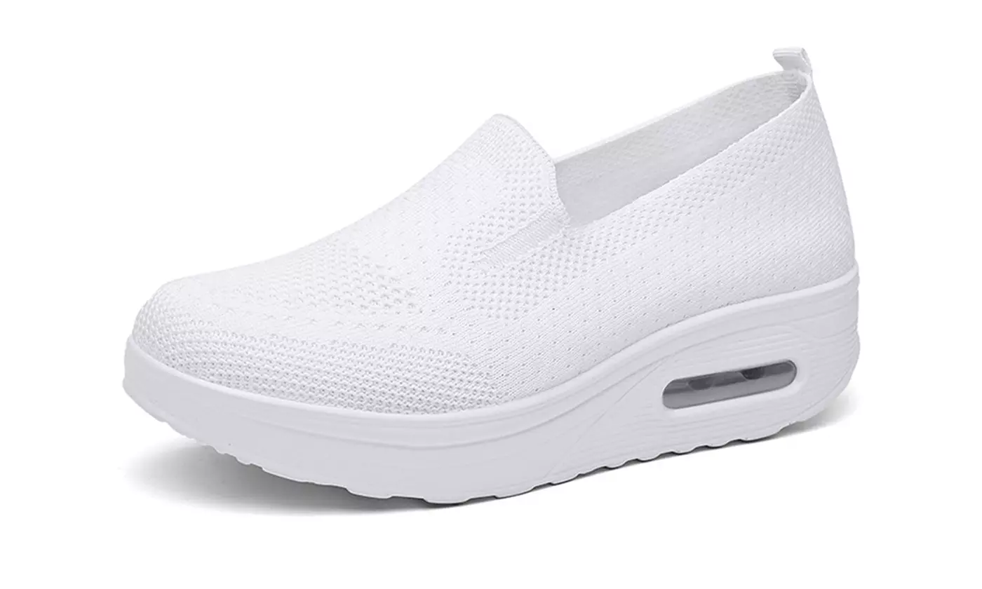  Women's Breathable Mesh Stretch Platform Cushion Sneakers