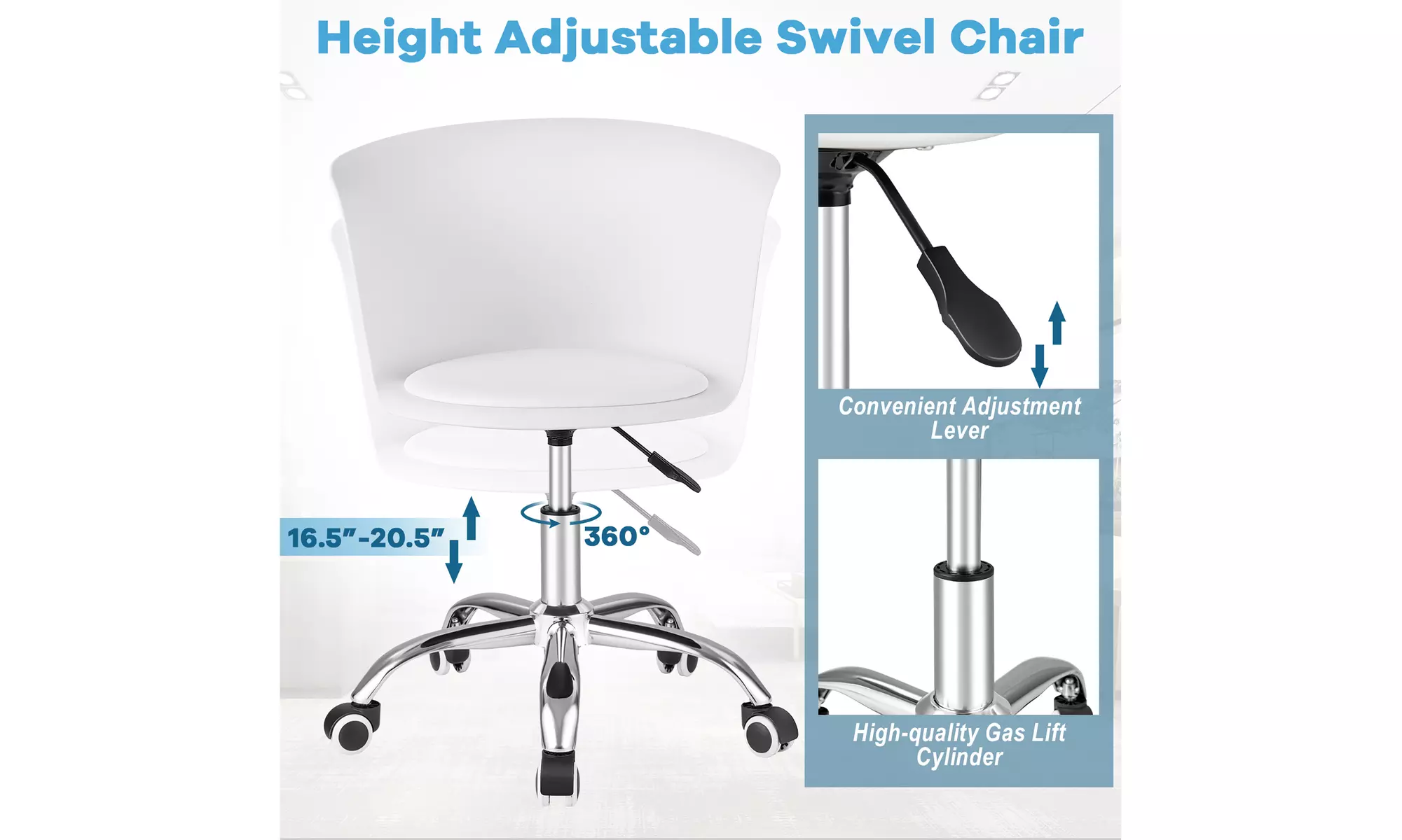 Costway Set of 2 Adjustable Office Chair Armless Swivel Desk Chair PU Leather