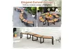 Costway Backless 2-Person Patio Curved Bench with Slatted Seat and Metal Legs - Second Medium