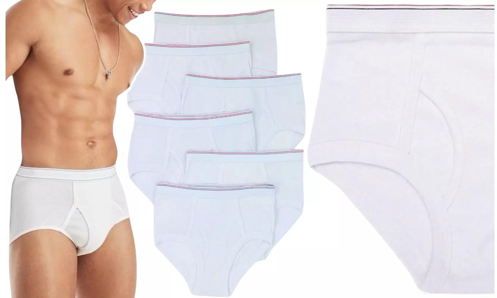 Three or Six ToBeInStyle Men's 100% Premium Cotton Wide Elastic Band Briefs