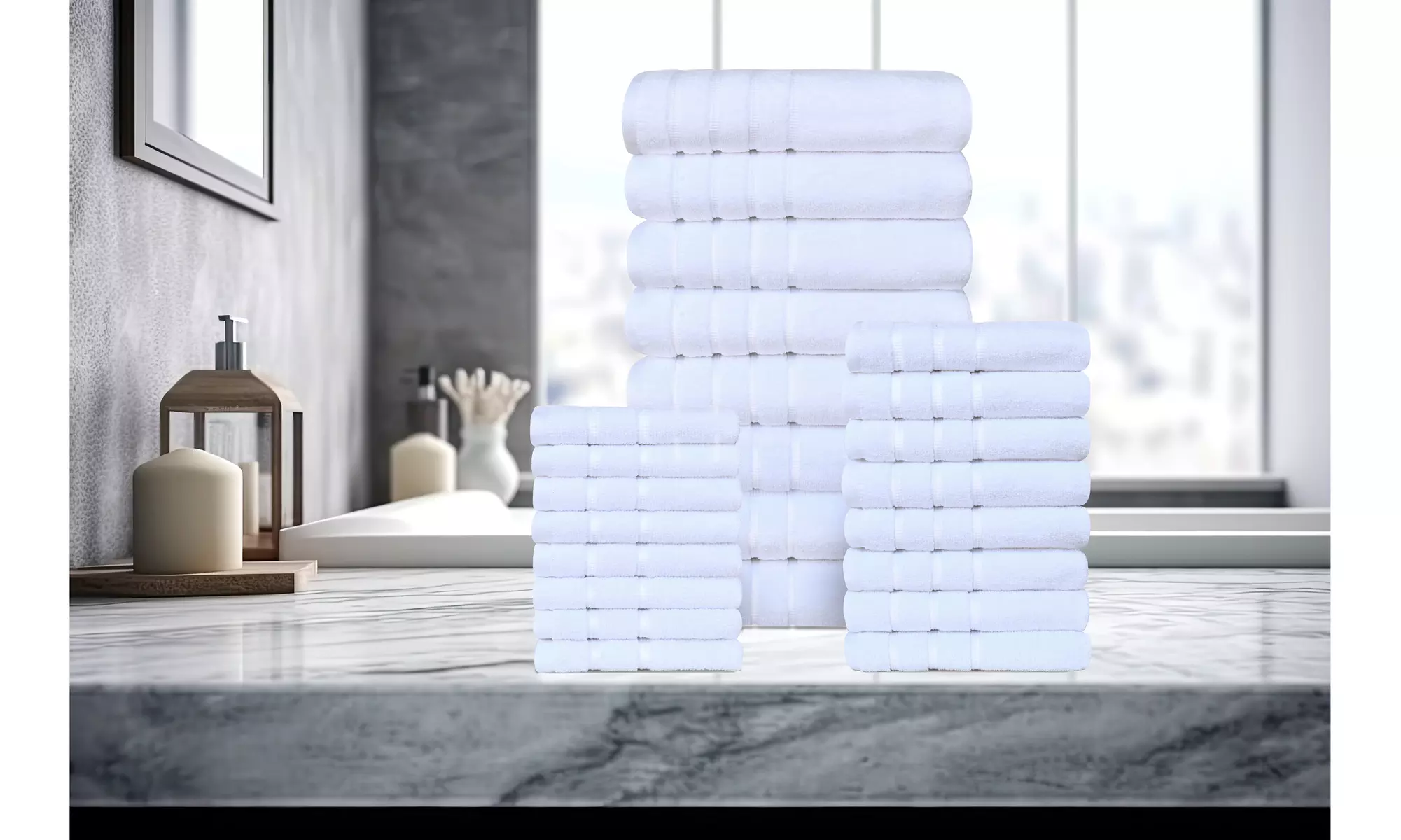 Bibb Home 24 Piece Zero Twist Egyptian Cotton Towel Set