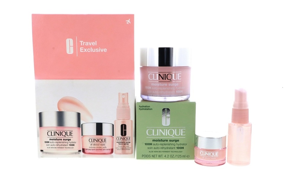 Clinique Surge Set  (Hydrator 4.2 oz, All About Eyes 0.5 oz, Face Spray 1 oz)