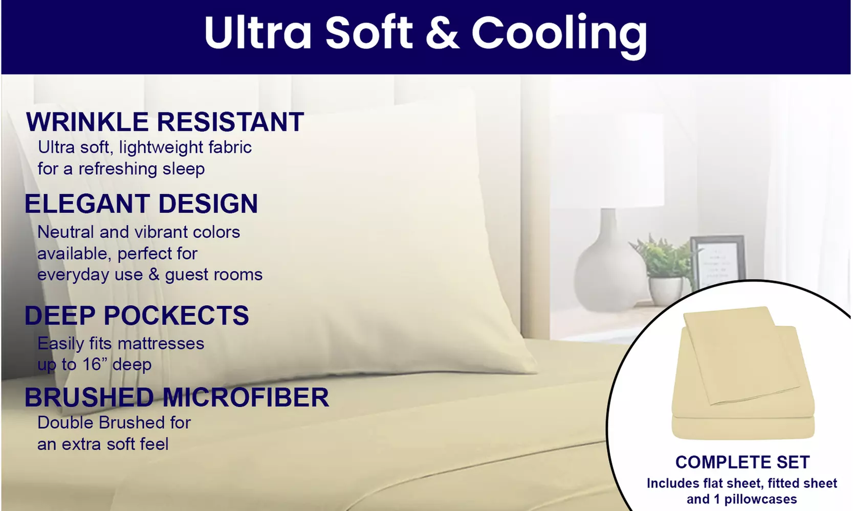 1800 TC Twin Sheet Set - 3PC Double Brushed Bamboo Blend