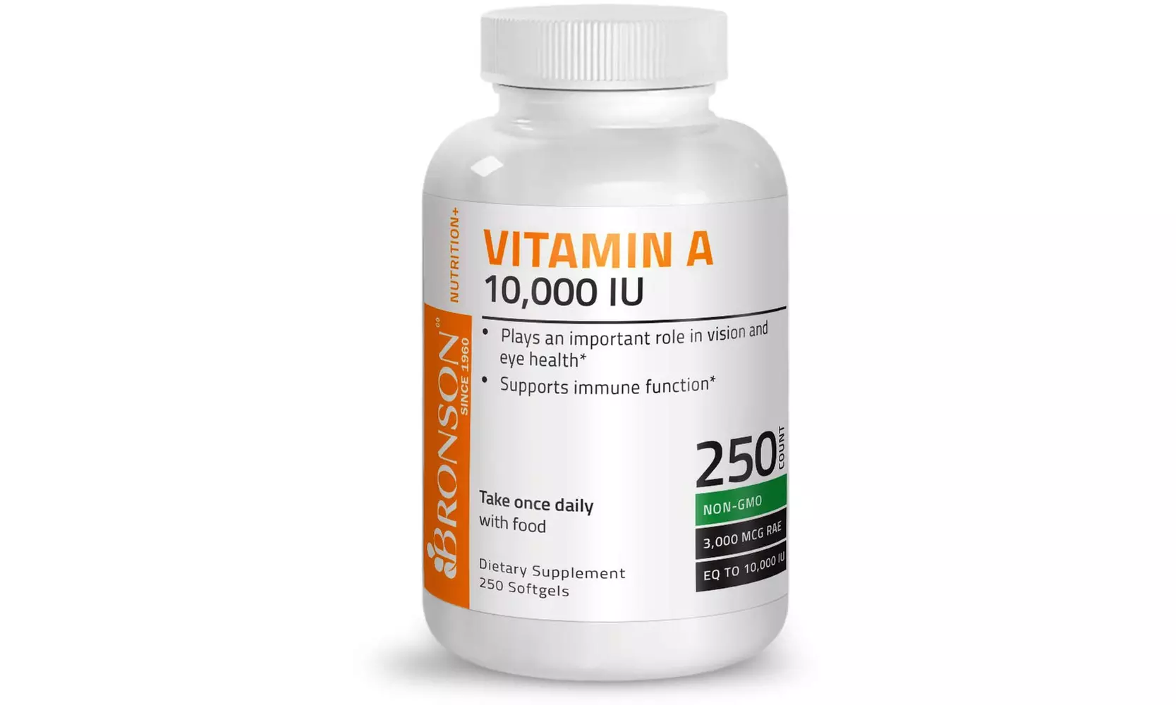 Bronson Vitamin A 10,000 IU Premium Non-GMO Formula, 25 Softgels - Primary Image