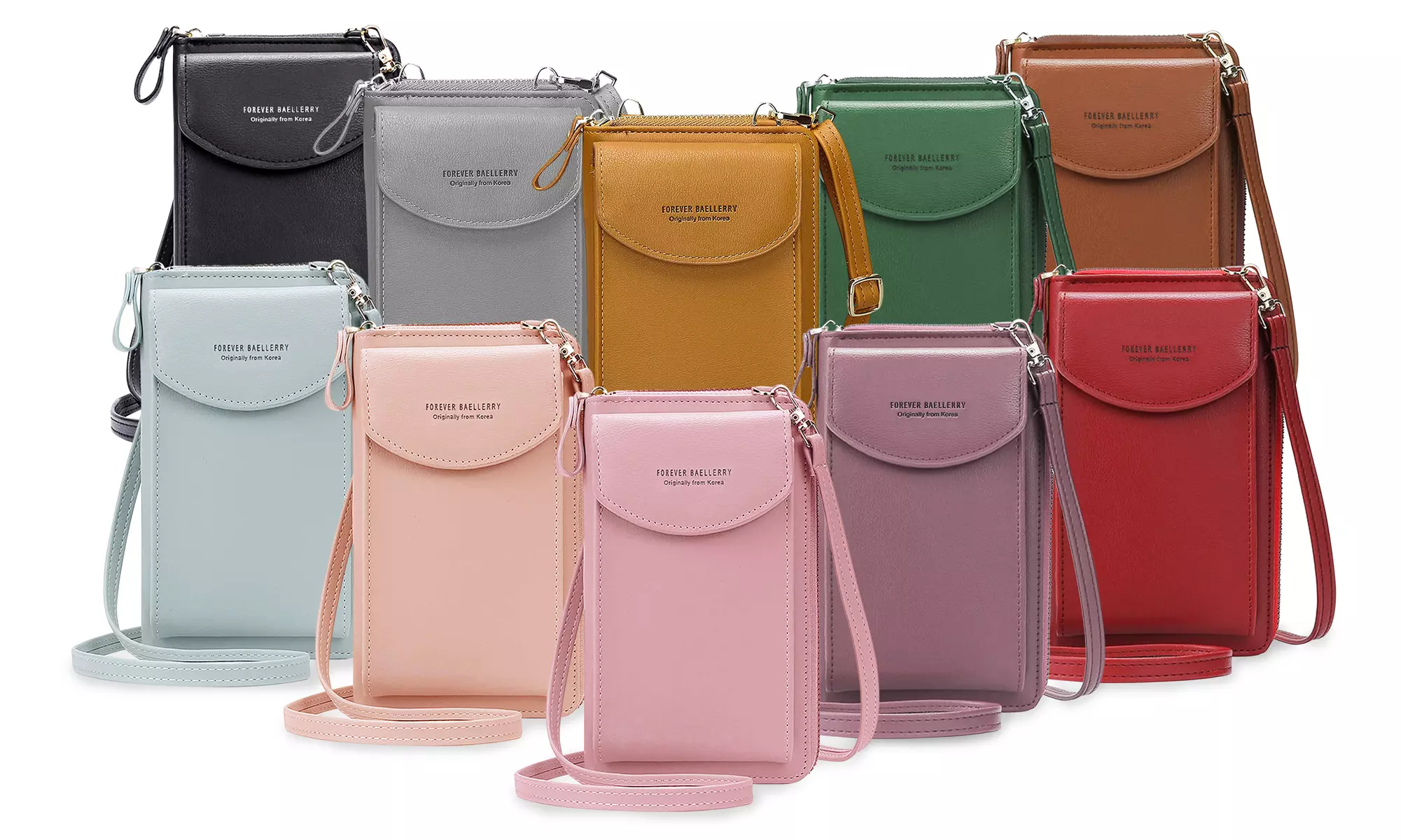 Faux Leather Portable Crossbody Shoulder Bag Cell Phone Purse  - Primary Image