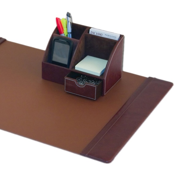 Dacasso Mocha Leather 2 Piece Desk Set