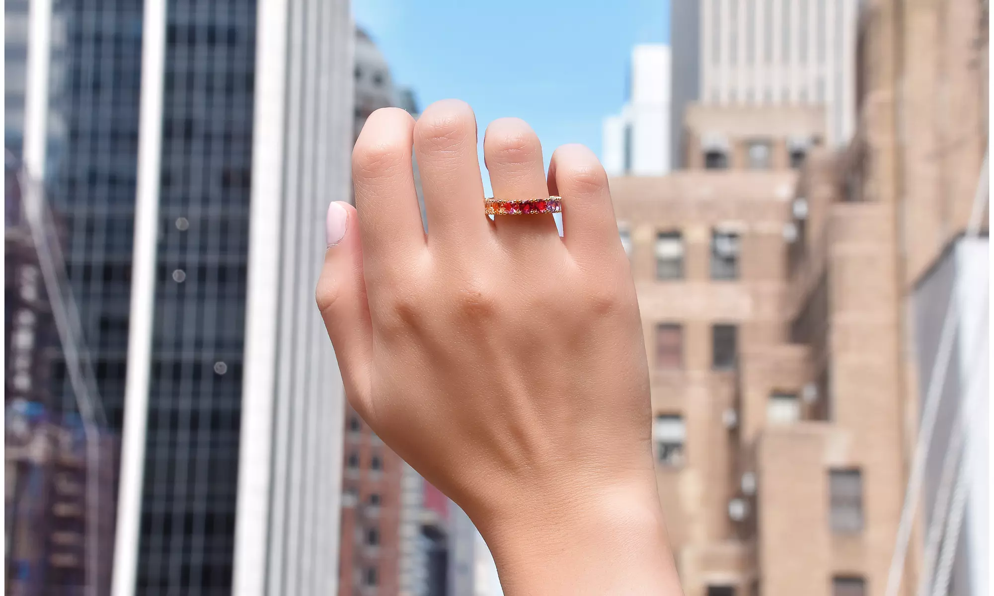 Luxe Rainbow Eternity Ring Collection in 14K Gold  - Primary Image