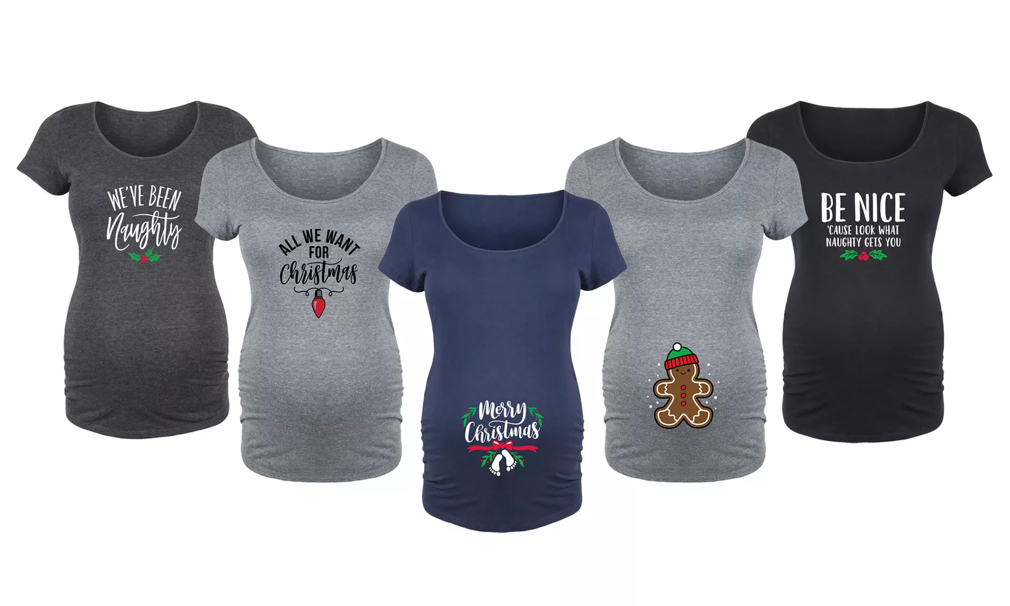 Bloom Maternity: Naughty and Nice Christmas Tee - Primary Image