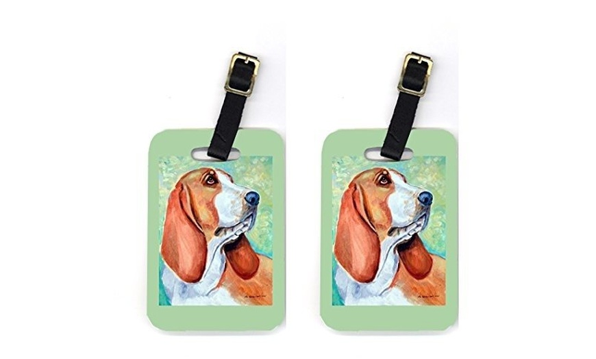 Image 1: Carolines Treasures 7227BT Pair of 2 Basset Hound Luggage Tags