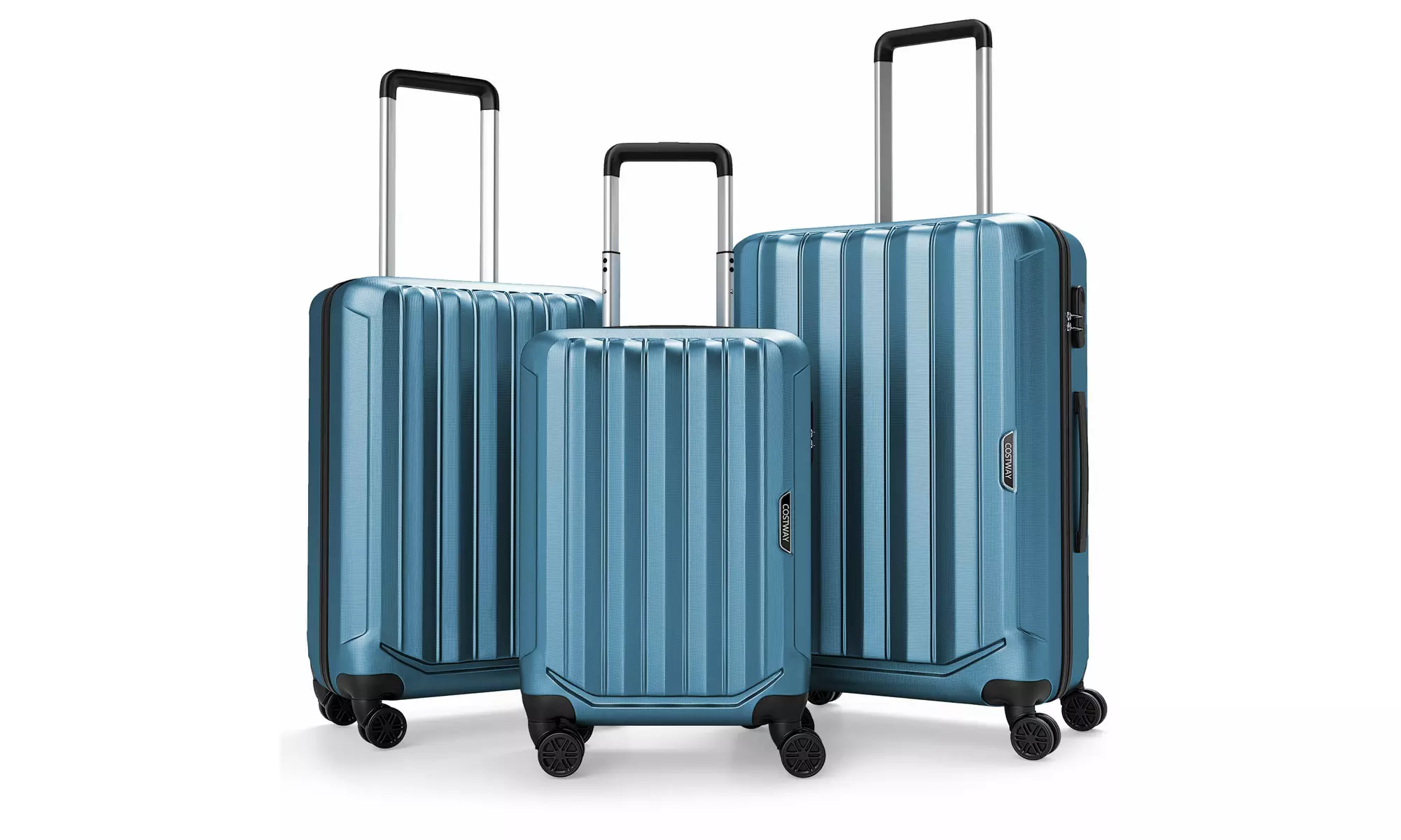 Costway 3 PCS Hardside Luggage Set (20/24/28 Inch) with 8-Spinner Wheels
