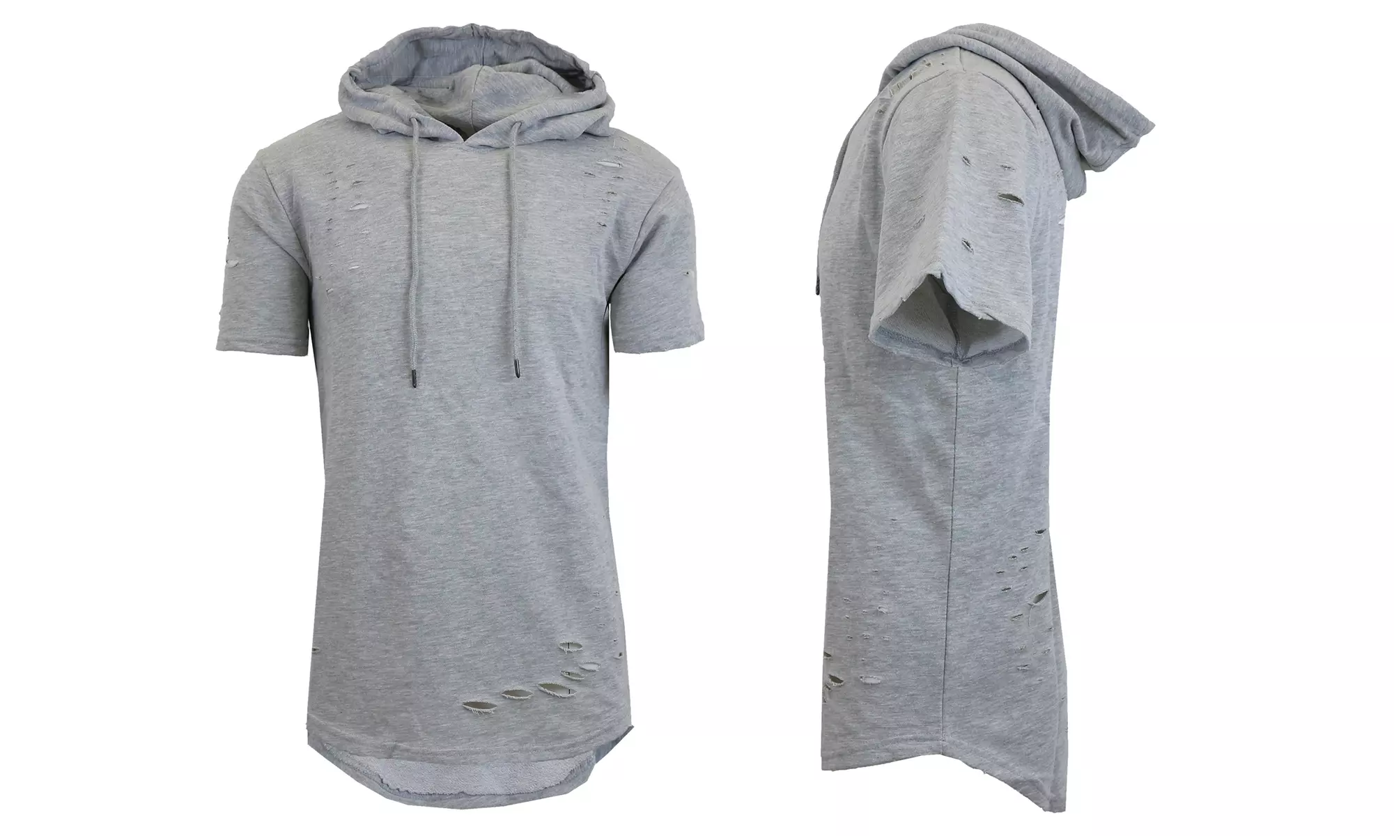Galaxy By Harvic Men's Short Sleeve French Terry Ripped Pullover Hoodie (S-3XL)