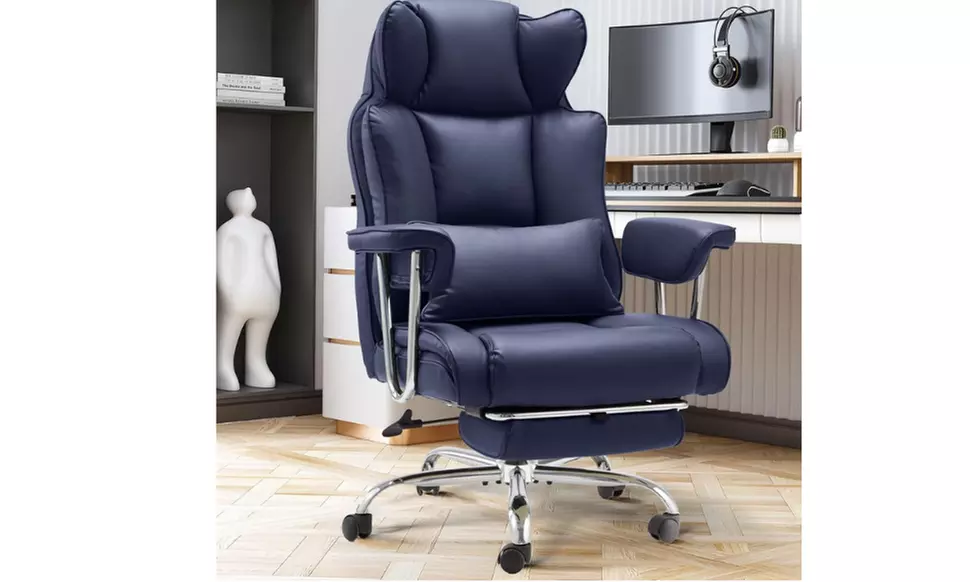 Executive Reclining Office Chair with Extendable Footrest – High Back Padded Desk Chair for Home Office