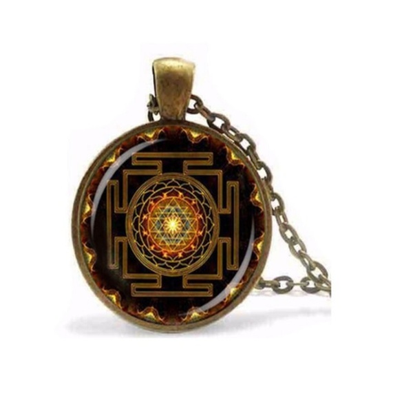 Sri Yantra Mandala Glass Dome Pendant Necklace Groupon