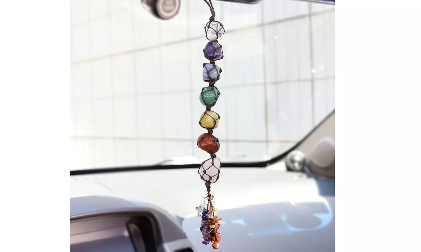 7 Chakra Natural Crystal Gemstone Tassel Hanging Stones Ornaments Car Home Decor