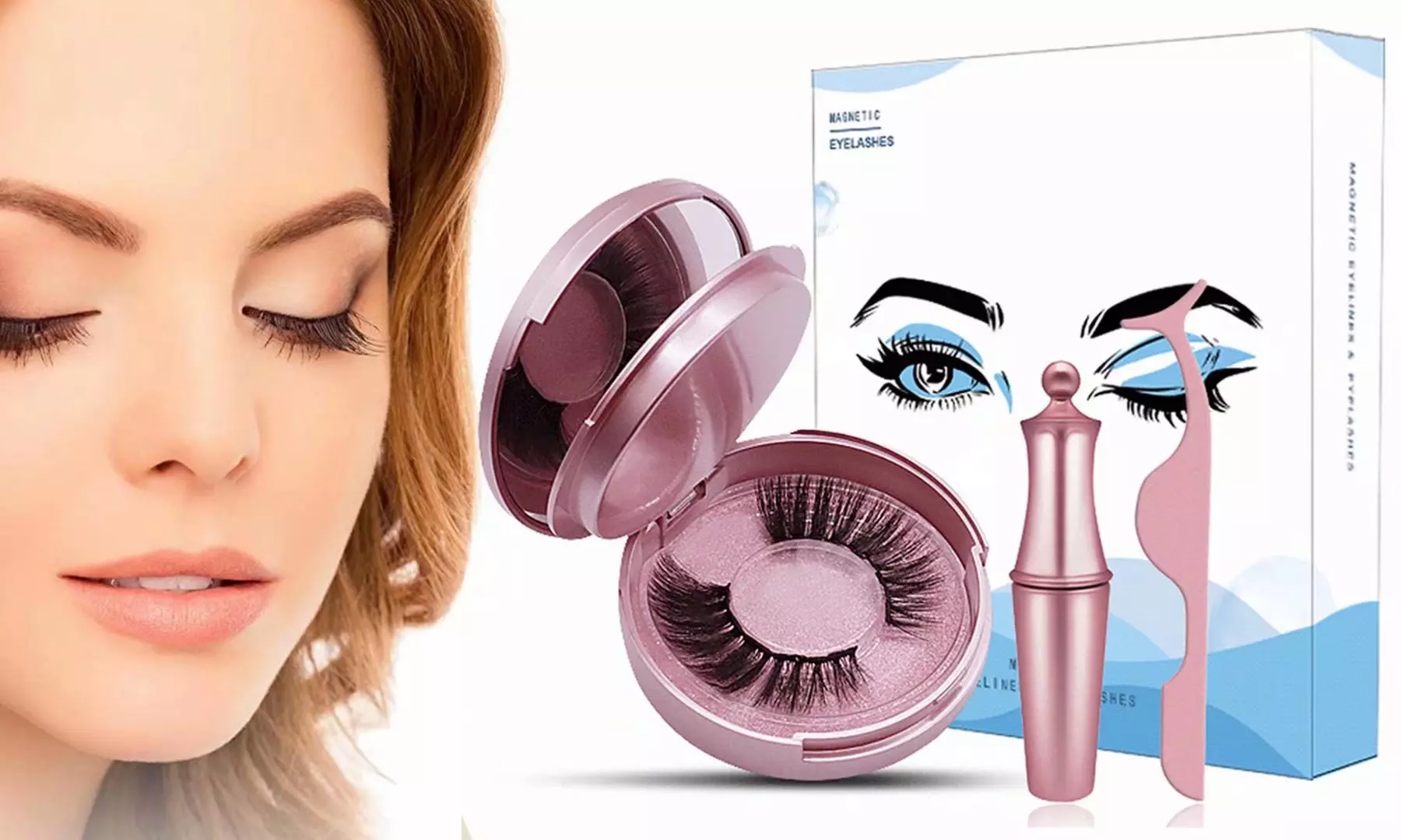 2 Pair 3D Magnetic Eyelashes With Eyeliner for Valentines's Day Gifts - Primary Image