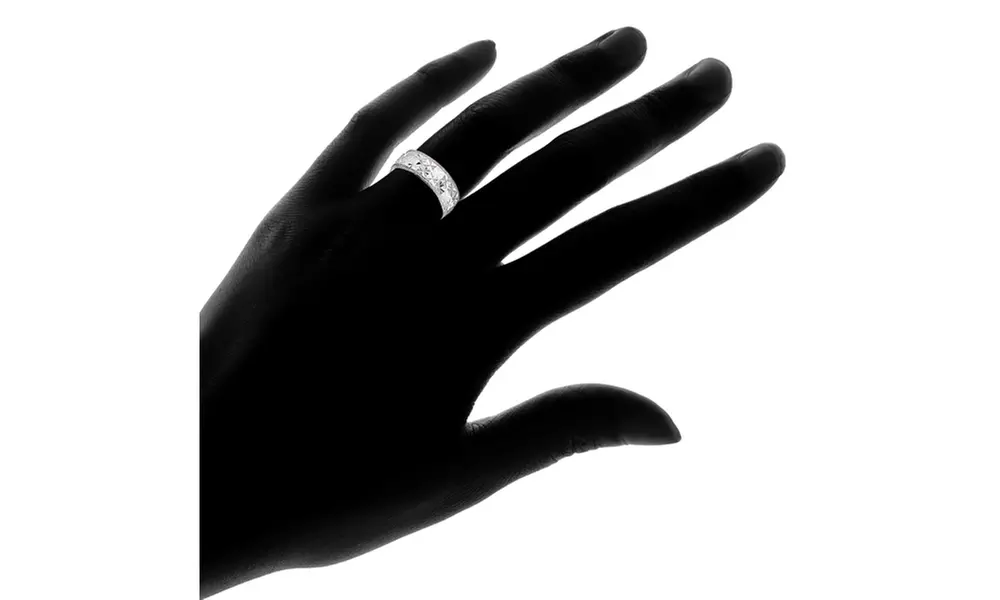 Sterling Silver Diamond-cut Wedding Band Ring