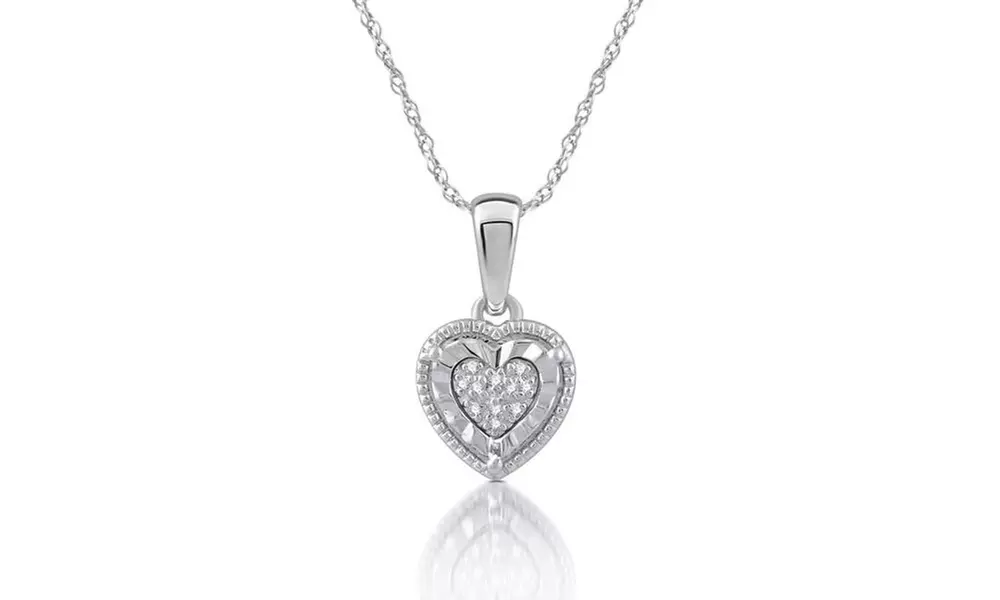 Diamond Accent Heart Shaped Pendant in Sterling Silver By DeCarat - Primary Image