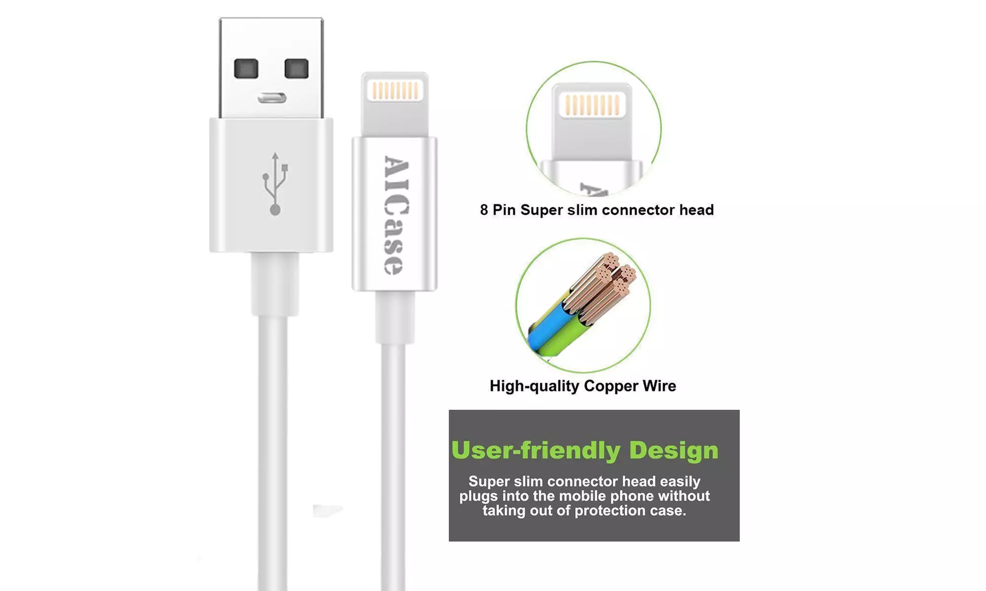 3-Packs AICase 10ft USB A To 8 Pin Cord Sync Data Cable For iPhone 14 13 12 11 X