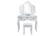 Tri-fold Mirror Dresser with Dressing Stool White - Second Medium