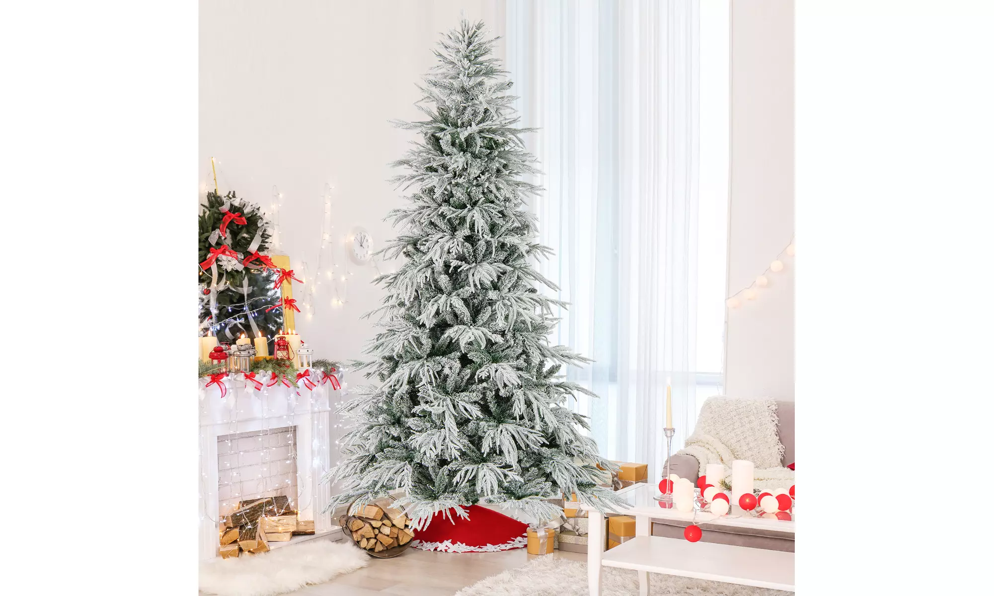Costway Pre-Lit Artificial Christmas Tree with Branch Tips | Warm White LED Lights | Easy Setup & Home Decor