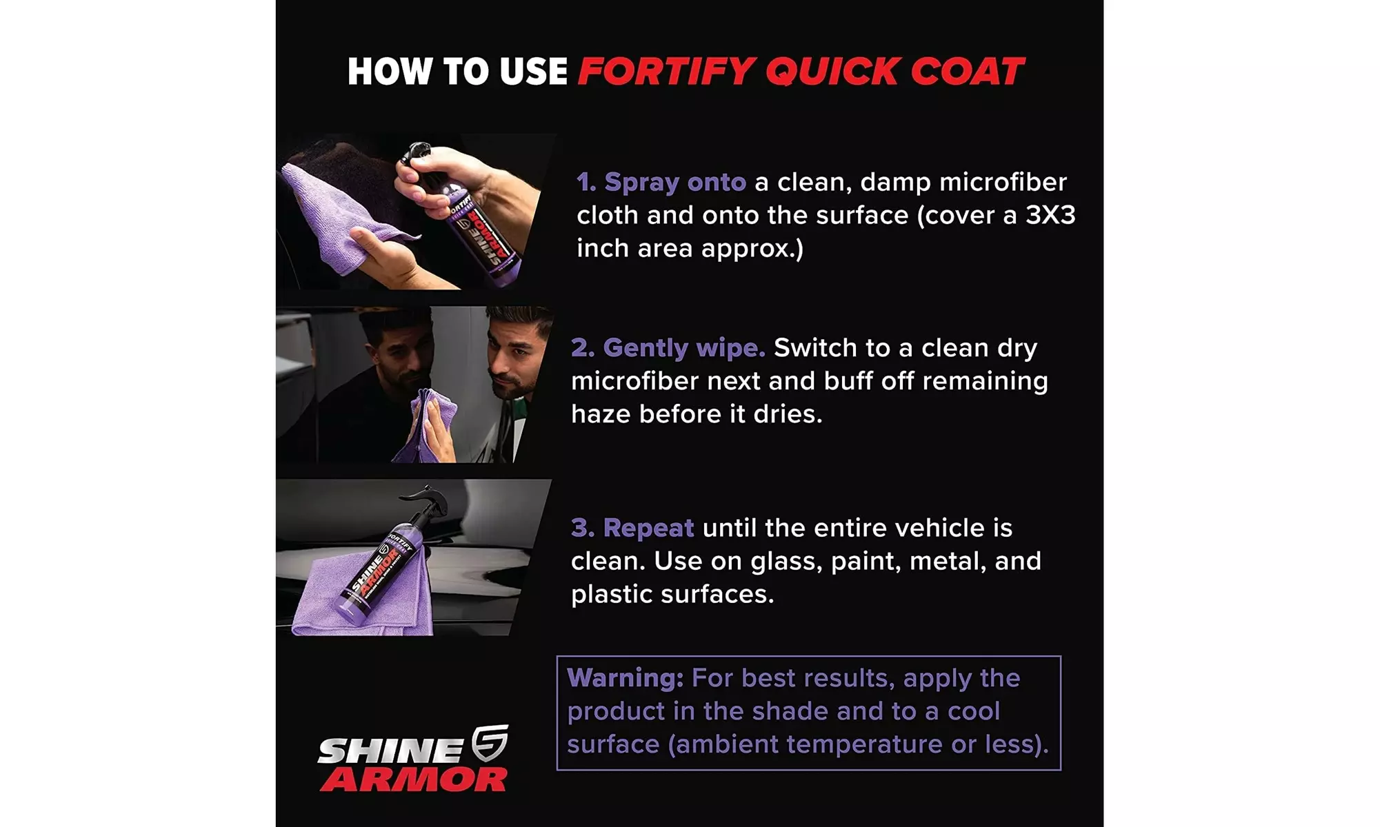 3-Pack Shine Armor Car Wax Spray/ Ceramic Coating for Cars 16fl oz