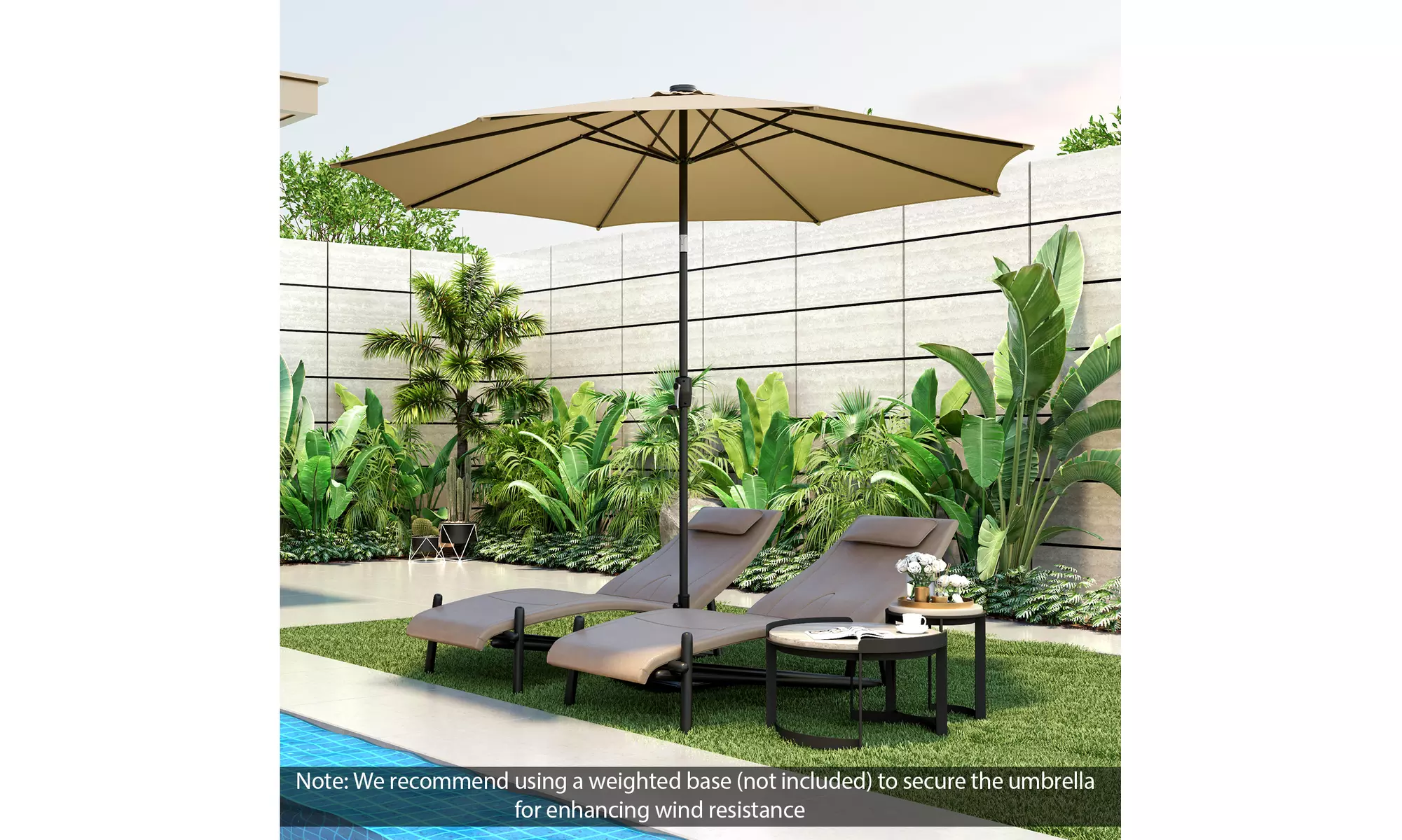 Costway 10 FT LED Solar Lighted Patio Umbrella With Crank Tilt