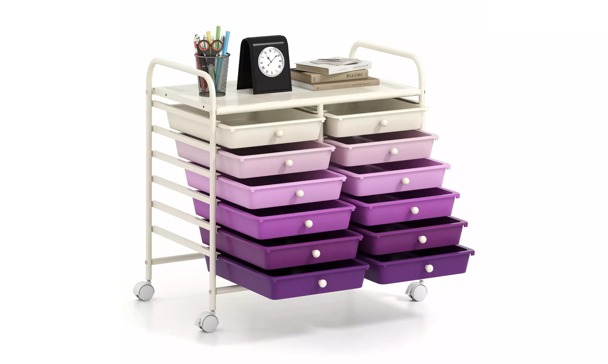 Costway 12 Drawers Rolling Cart Storage Scrapbook Paper Studio Organizer Bins