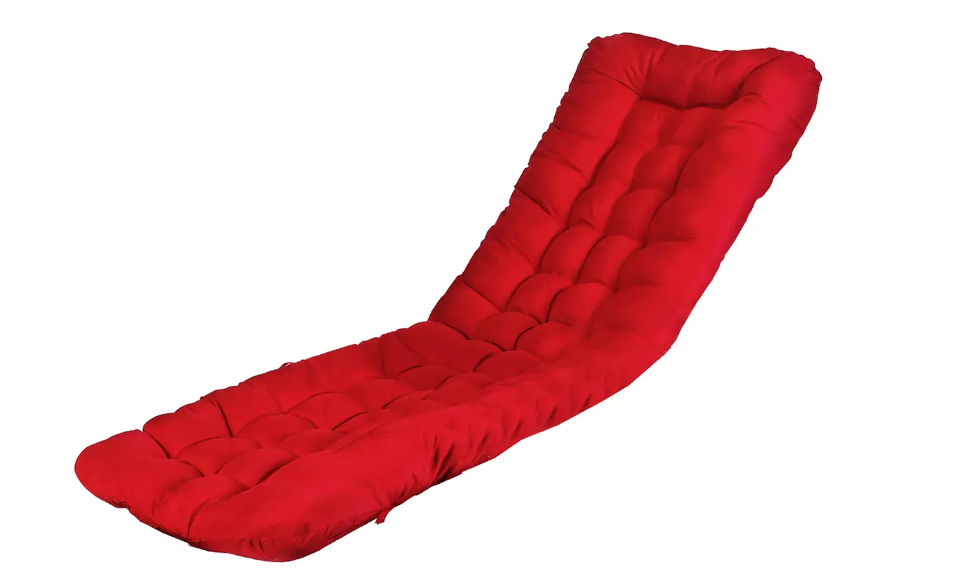 NewHome Outdoor Chaise Lounge Chair Cushion with Thick Padding and Ties