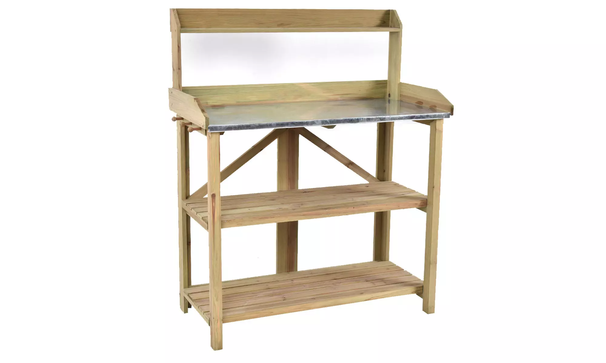 Outdoor Garden Wooden Potting Work Bench Station Planting Workbench W/ 3 Shelf
