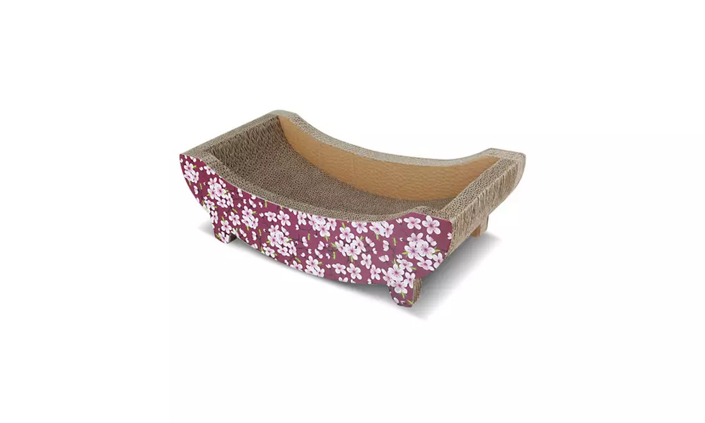 Cat Scratching Post Lounge Bed , Boat Shape Cat Scratcher Cardboard - Primary Image