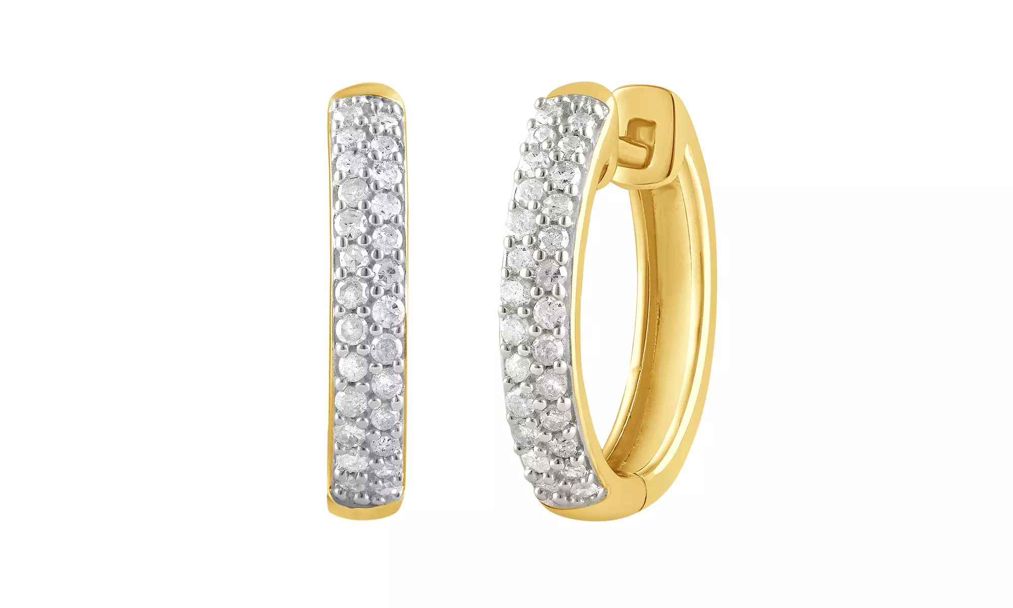 Sterling Silver 1/4 CT Round Cut Natural Diamond Hoop Earrings for Women Mom - Primary Image