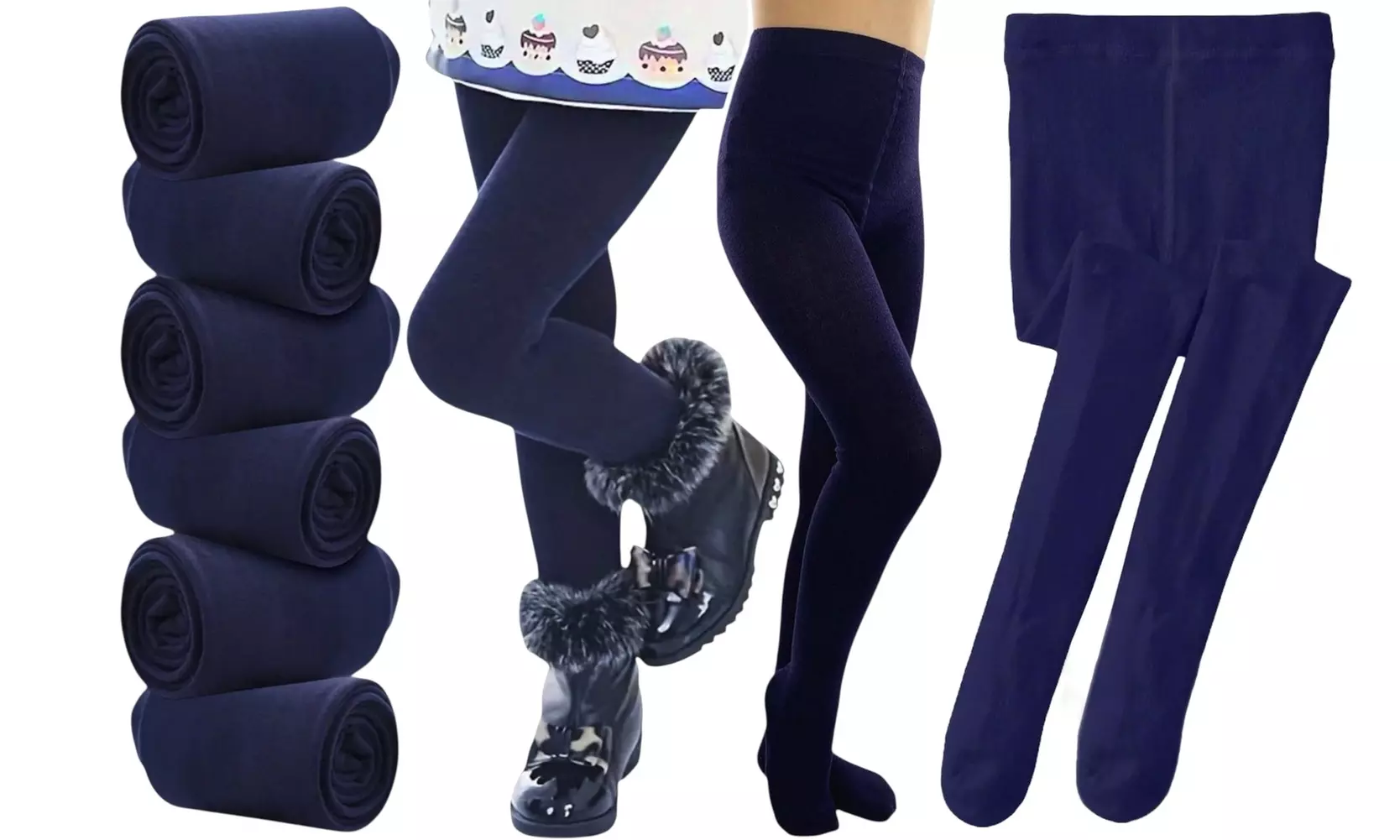 ToBeInStyle Pack of Six Kids' Classic Pull-On Assorted Warm Winter Tights