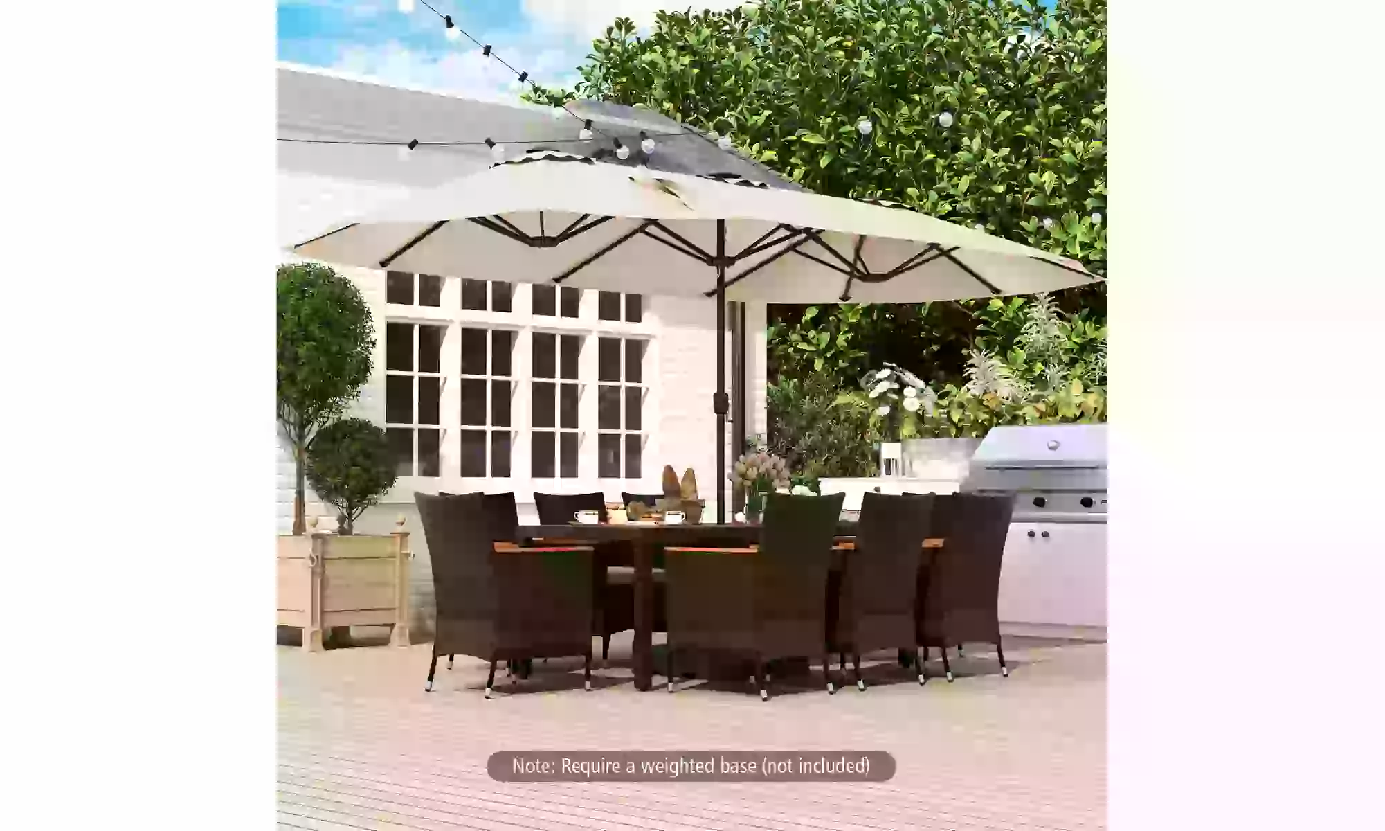 Costway 15.5 FT Extra-Large Patio Umbrella with LED Solar Lights