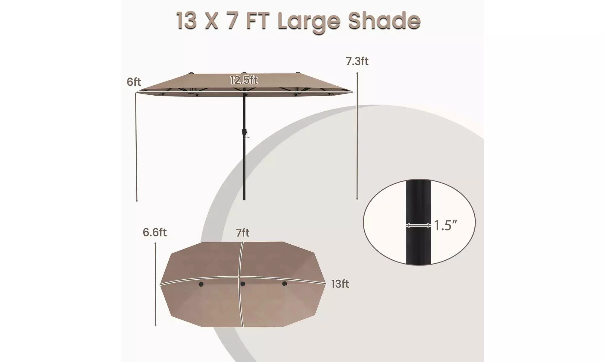 Costway 13ft Outdoor Double-Sided Table Umbrella with Optional LED Lights