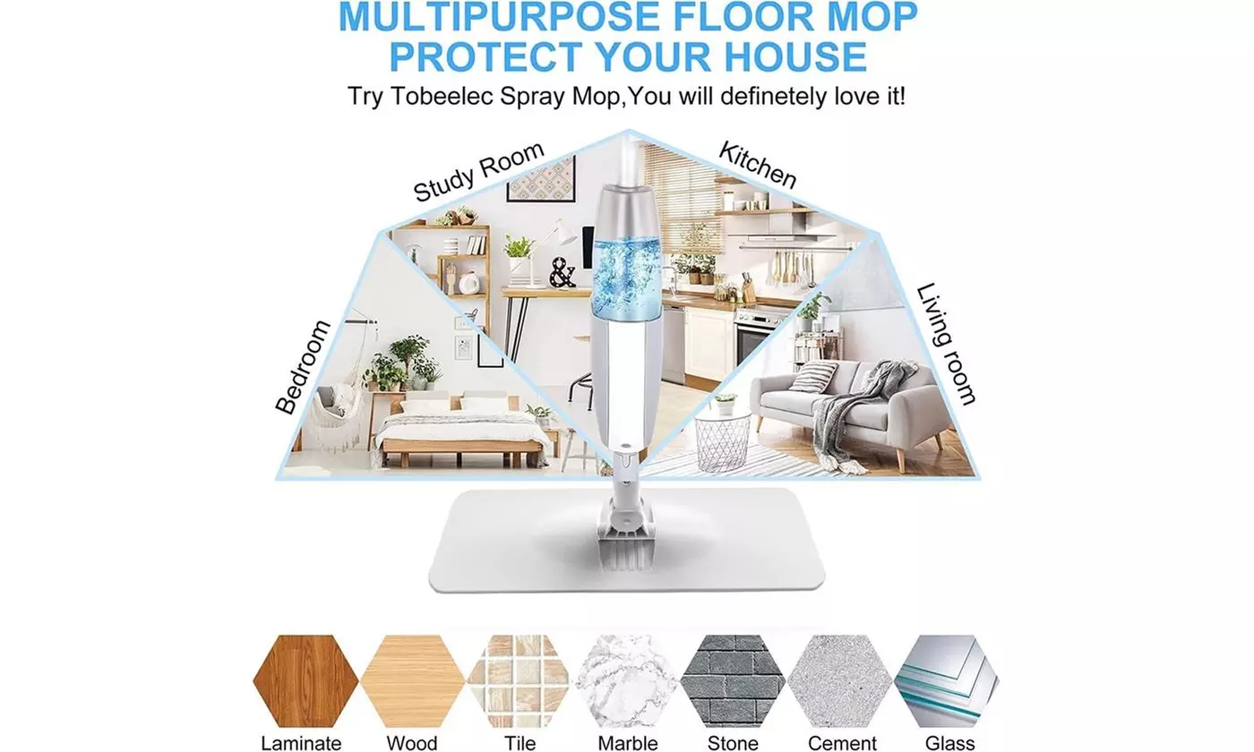 Spray Mops For Floor Cleaning Ergonomic Wet Dry Refillable Tank Microfiber Pads