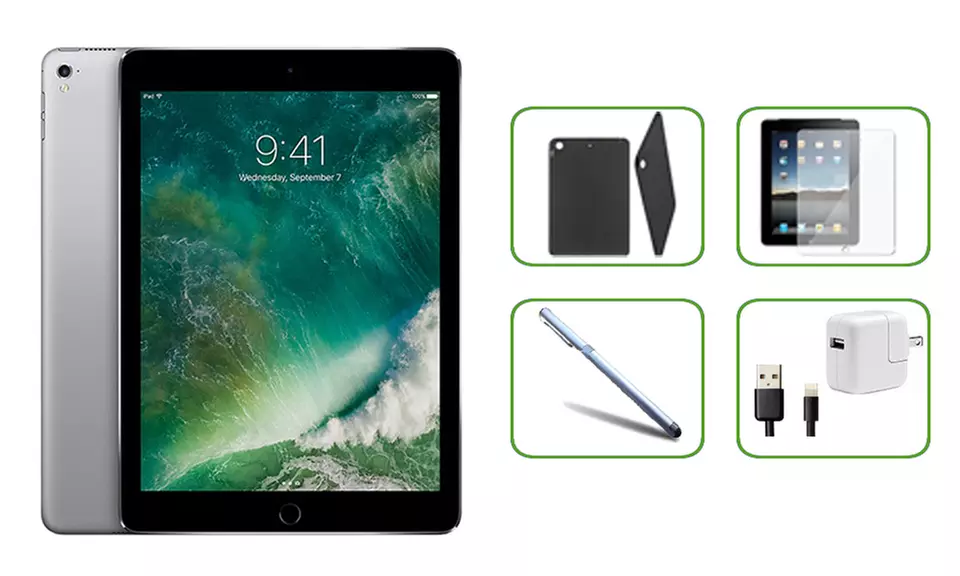 Apple iPad Pro 9.7" WiFi Tablet With Accessories Bundle Refurbished (B Grade)