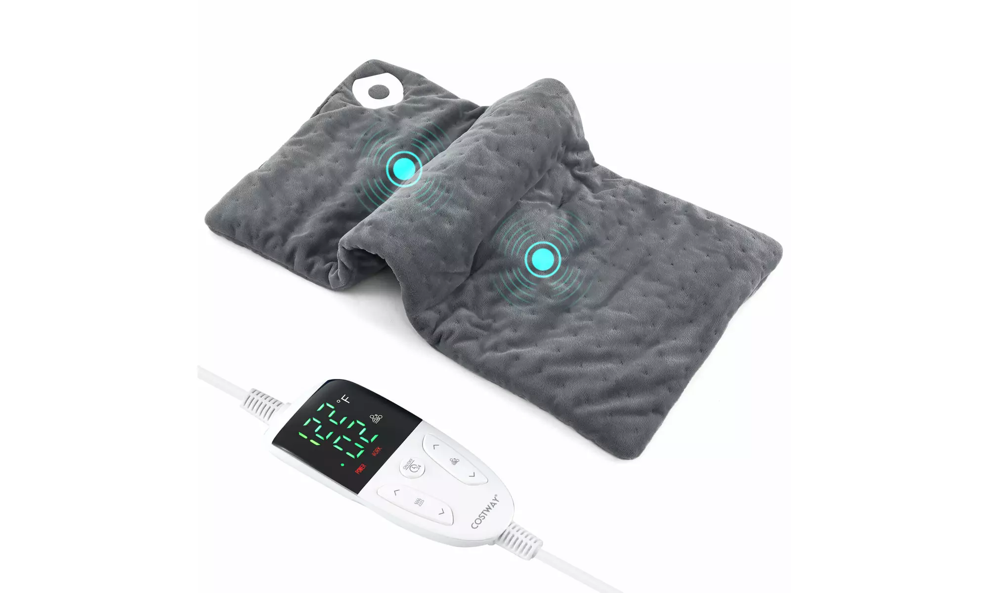 Costway Weighted Heating Pad: 2 Massagers, 5 Heat/Vibration Levels