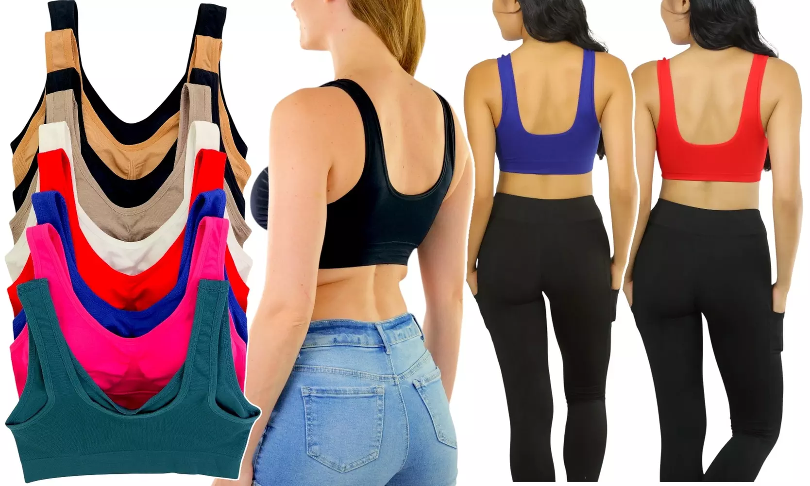 Lounge Love Women's Six-Pack Everyday Wireless Tank or Racerback Bras