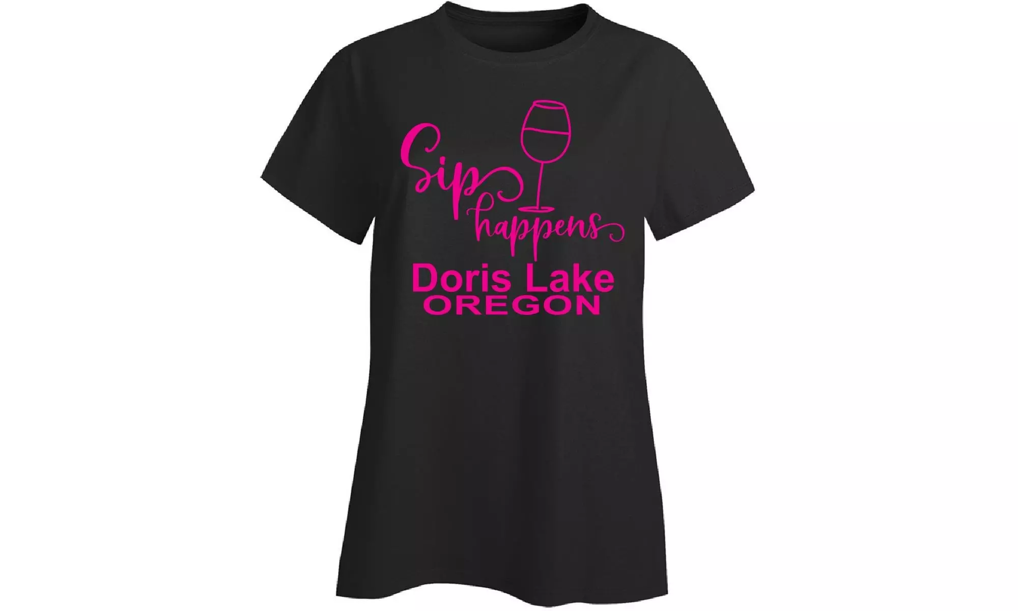Sip Happens - Doris Lake Oregon - Wine Drinker - Ladies T-Shirt - Primary Image