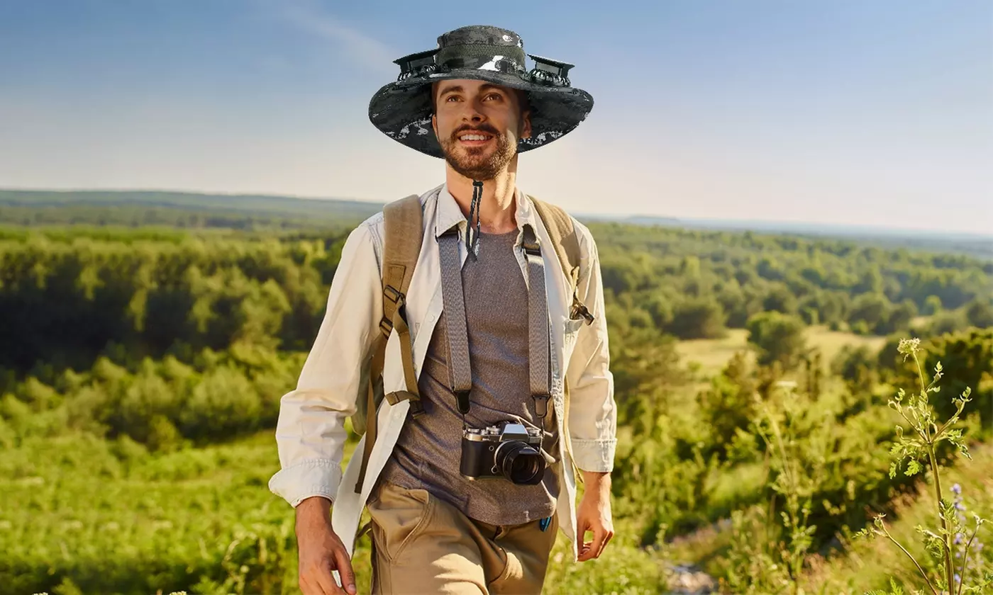LakeForest Wide Brim Sun Hat with Solar Fans