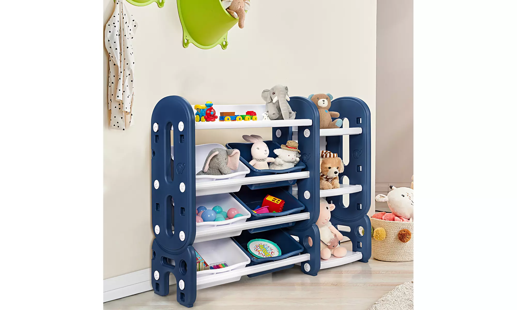 Costway Kids Toy Storage Organizer w/Bins & Multi-Layer Shelf for Playroom