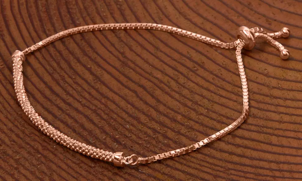Italian Sterling Silver 9" Adjustable Beaded Bar Bracelet - Second Medium