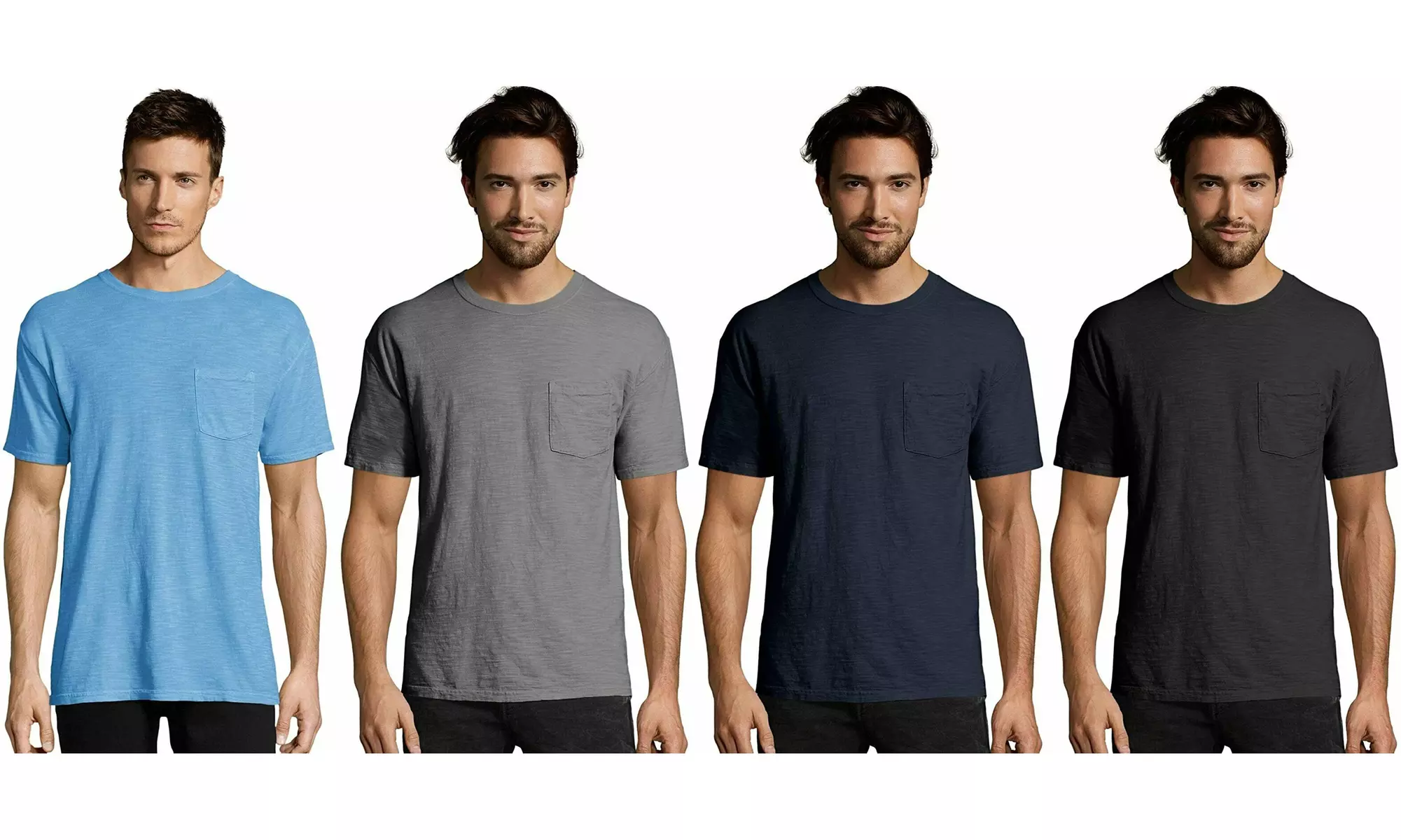 Hanes Mens Pocket Tees 1901 Heritage Dyed Short Sleeve Crewneck Tshirts (4 Pack) - Primary Image