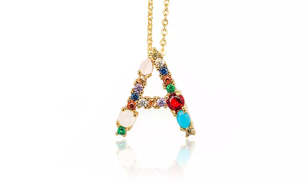 Leo Rosi Letters A to Z Multi Color Natural Stones & CZ  Pendant Necklace - Primary Image