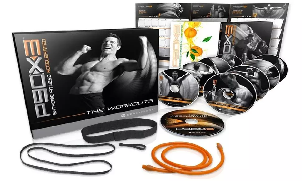 P90X3 Workout Deluxe Kit 10 Fitness Dvd's Complete w/ Resistance Band - Primary Image