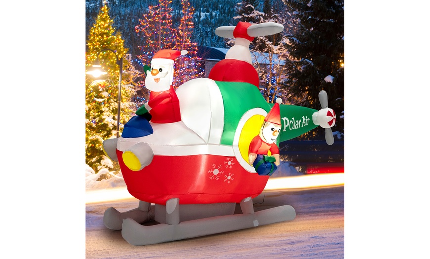 Costway 6ft Wide Inflatable Santa Claus Flying Helicopter Leds Air