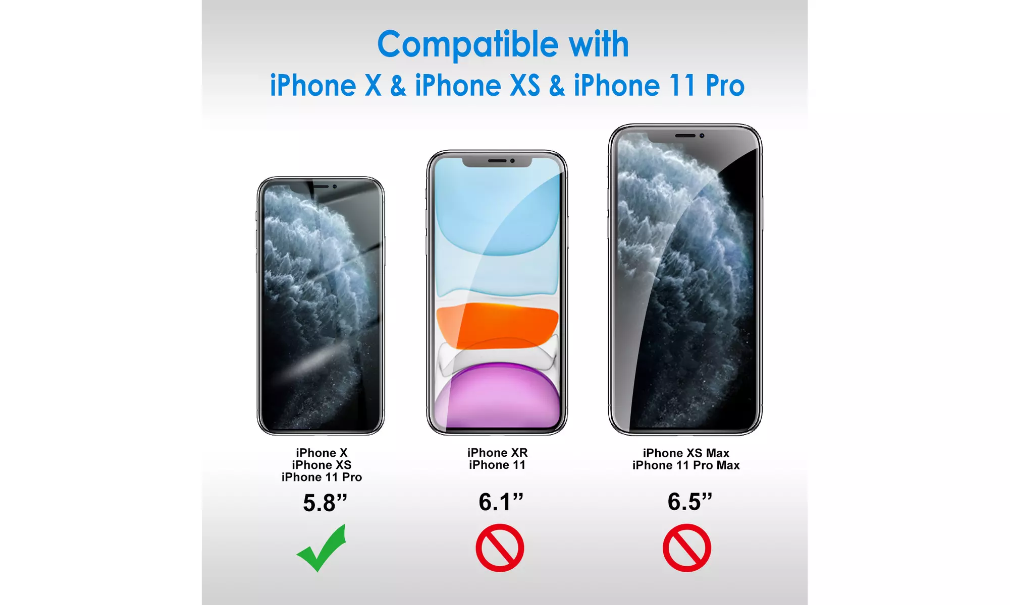 Screen Protector for iPhone X/XR/XS/XS Max, 11/12/13, Mini, Pro, Pro Max, 3-Pack