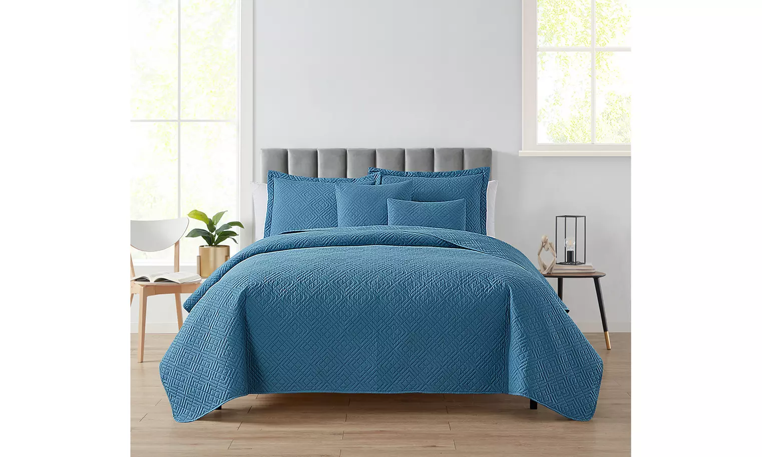 Clara Clark Bedspread Quilt Set - Embossed Pinsonic Lightweight Coverlet Set
