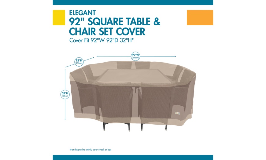 Image 3: Duck Covers Elegant 92 in. Square Patio Table & Chair Set Cover